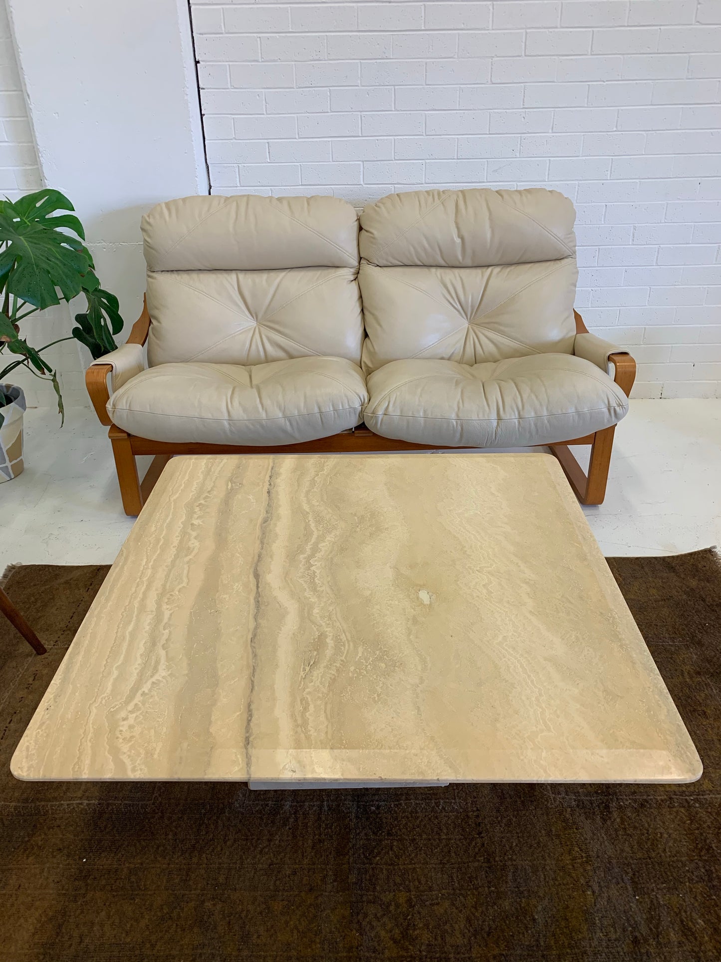 Vintage Italian Travertine Coffee Table