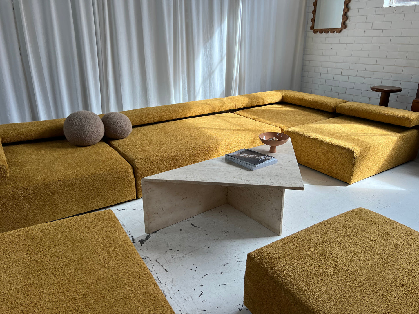 - Bespoke Large Mustard Bouclé Modular Sofa