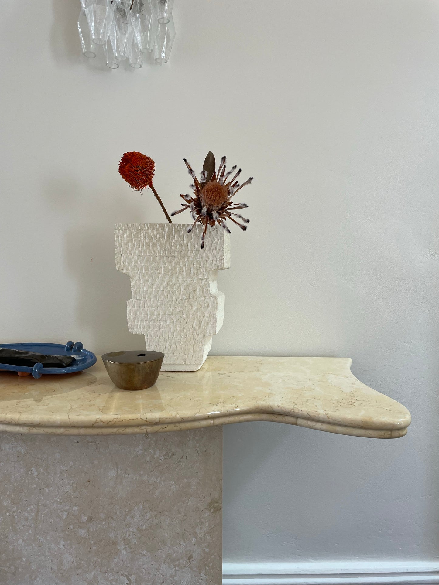 Vintage Creamy Pink Stone Console