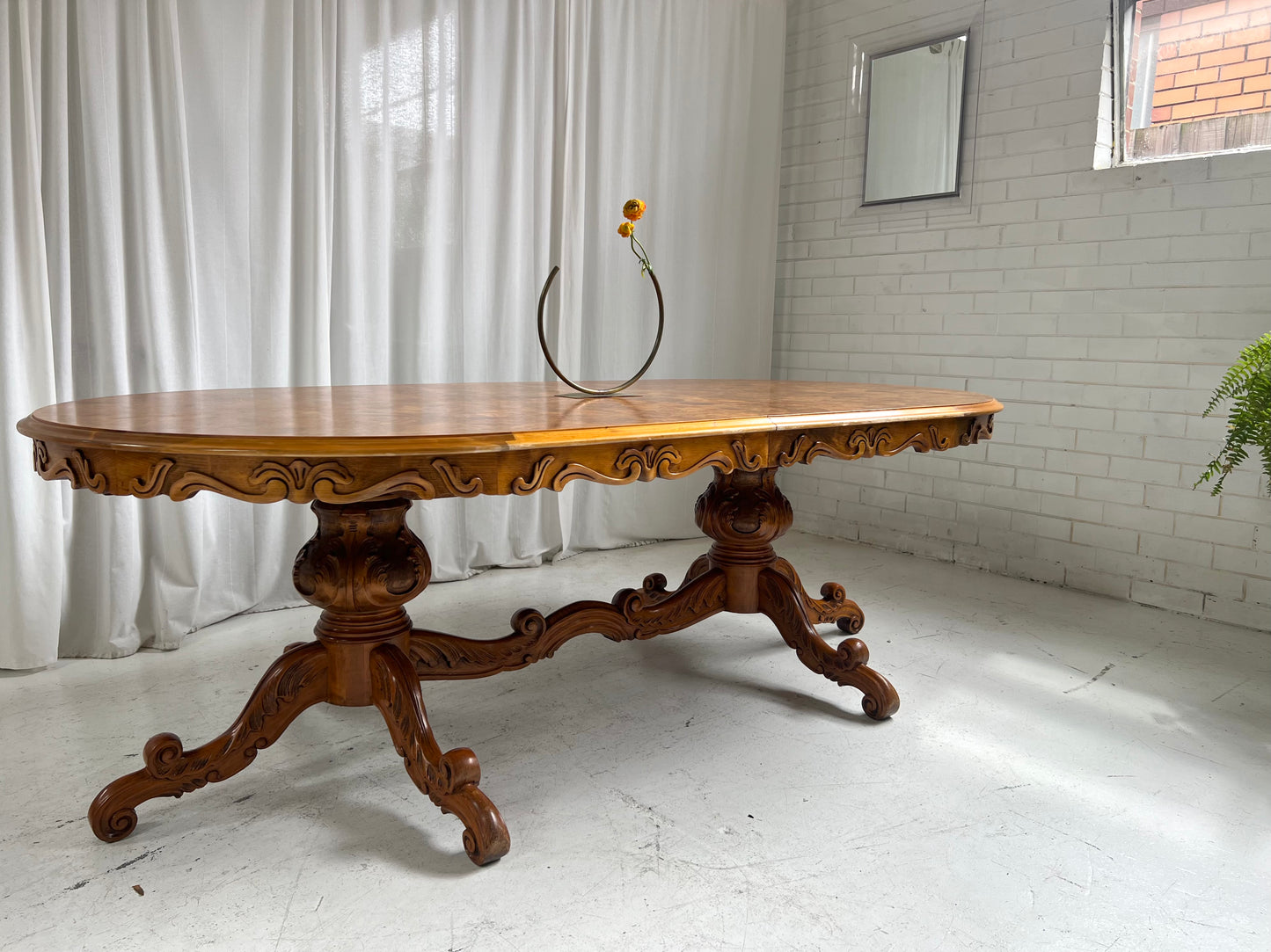 - Large Vintage Burl Carved Table