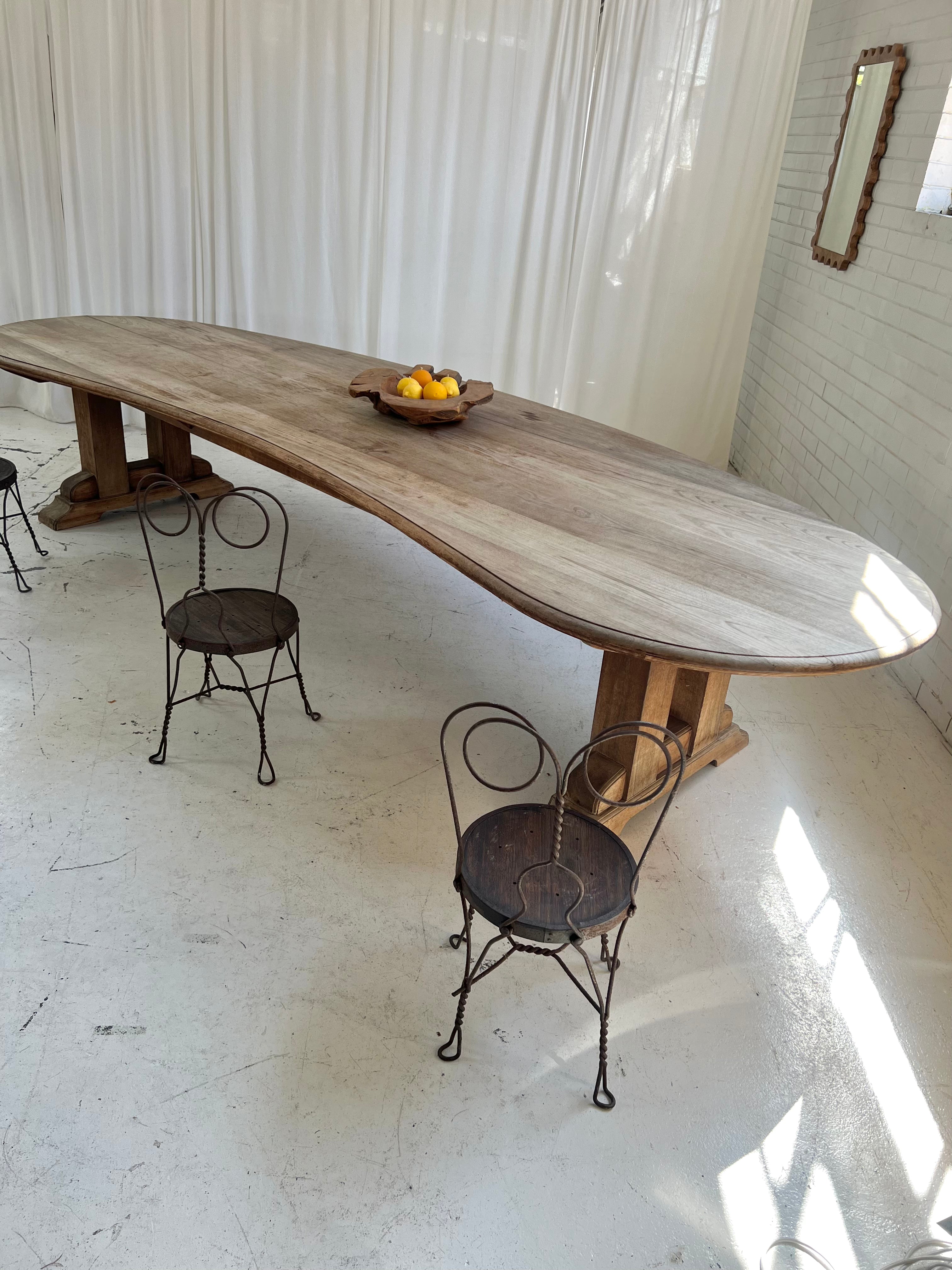 Custom Large Wooden Curved Table – Curated Spaces