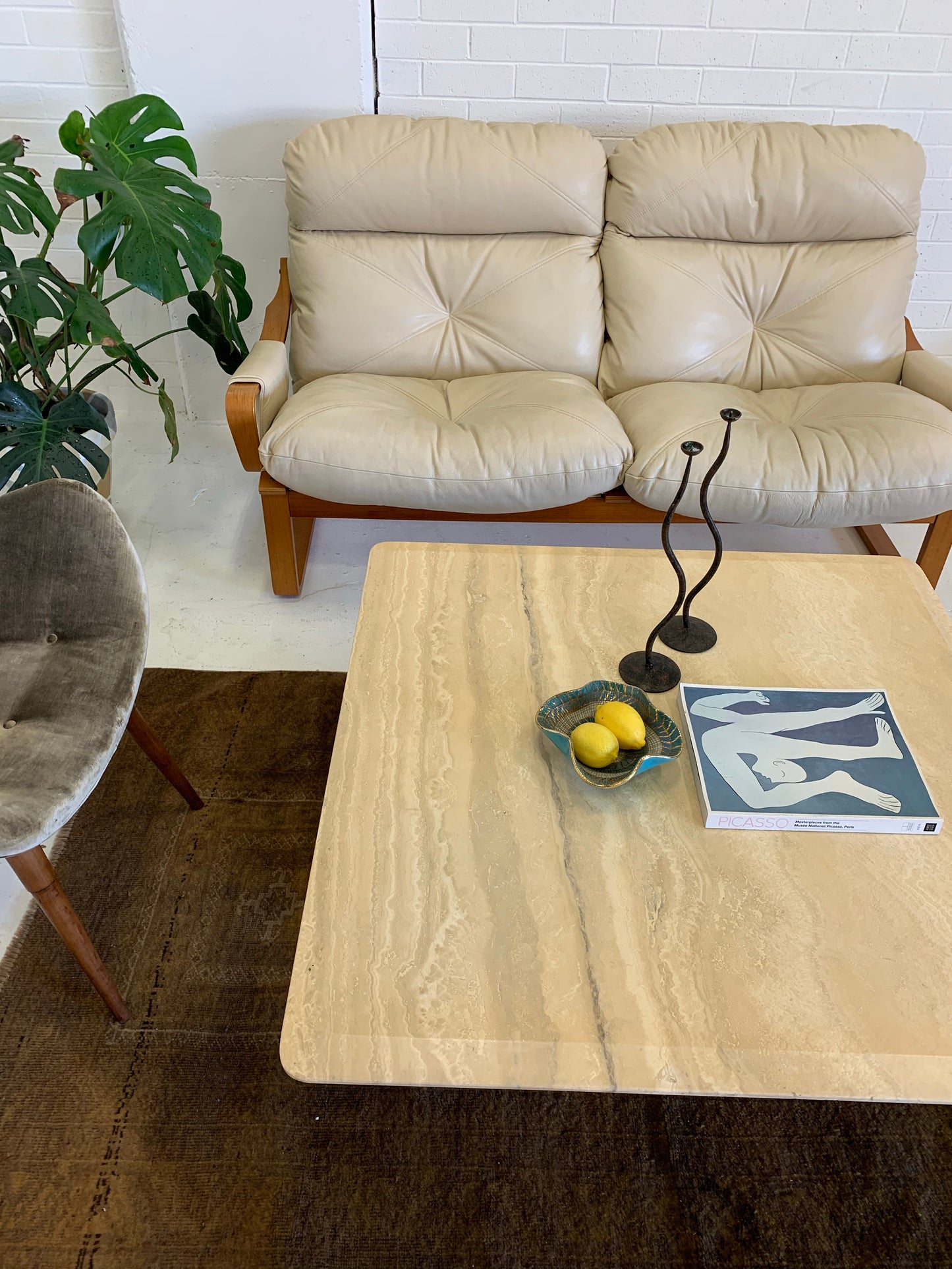 Vintage Italian Travertine Coffee Table