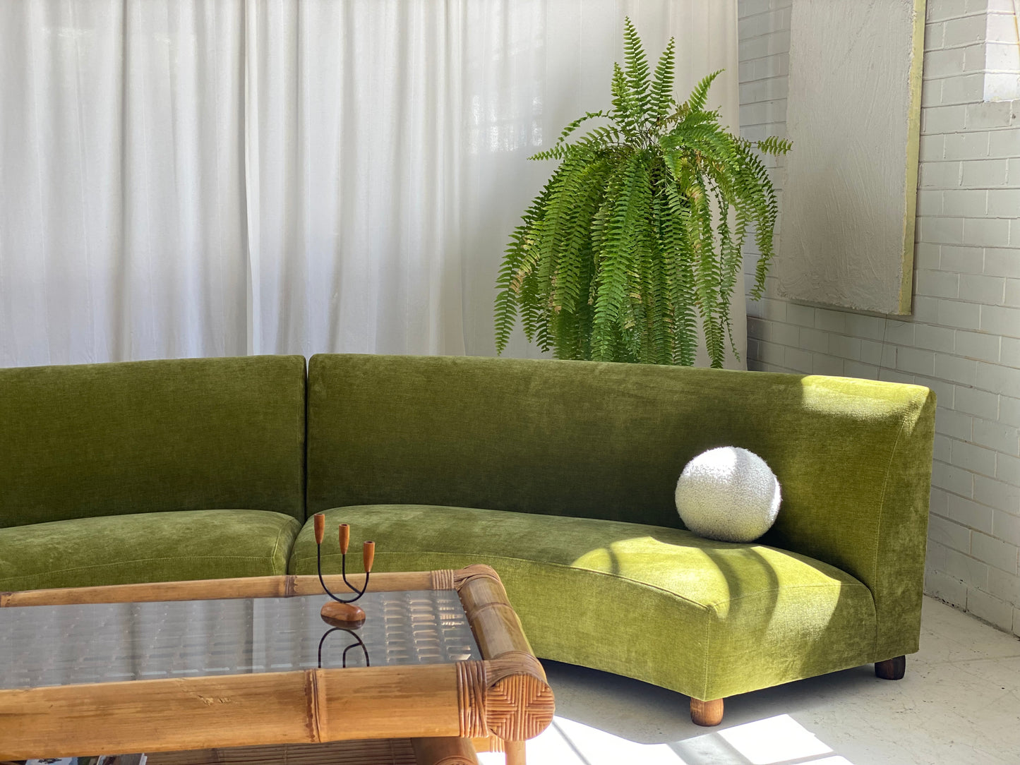Bespoke Olive Curved Modular Sofa
