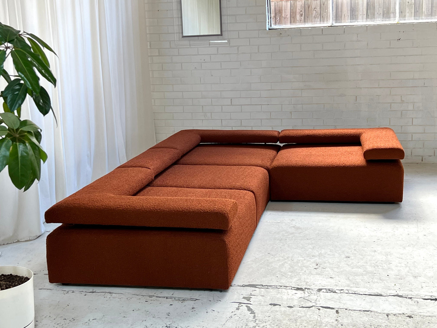 Large Bespoke Rust Boucle Modular Sofa