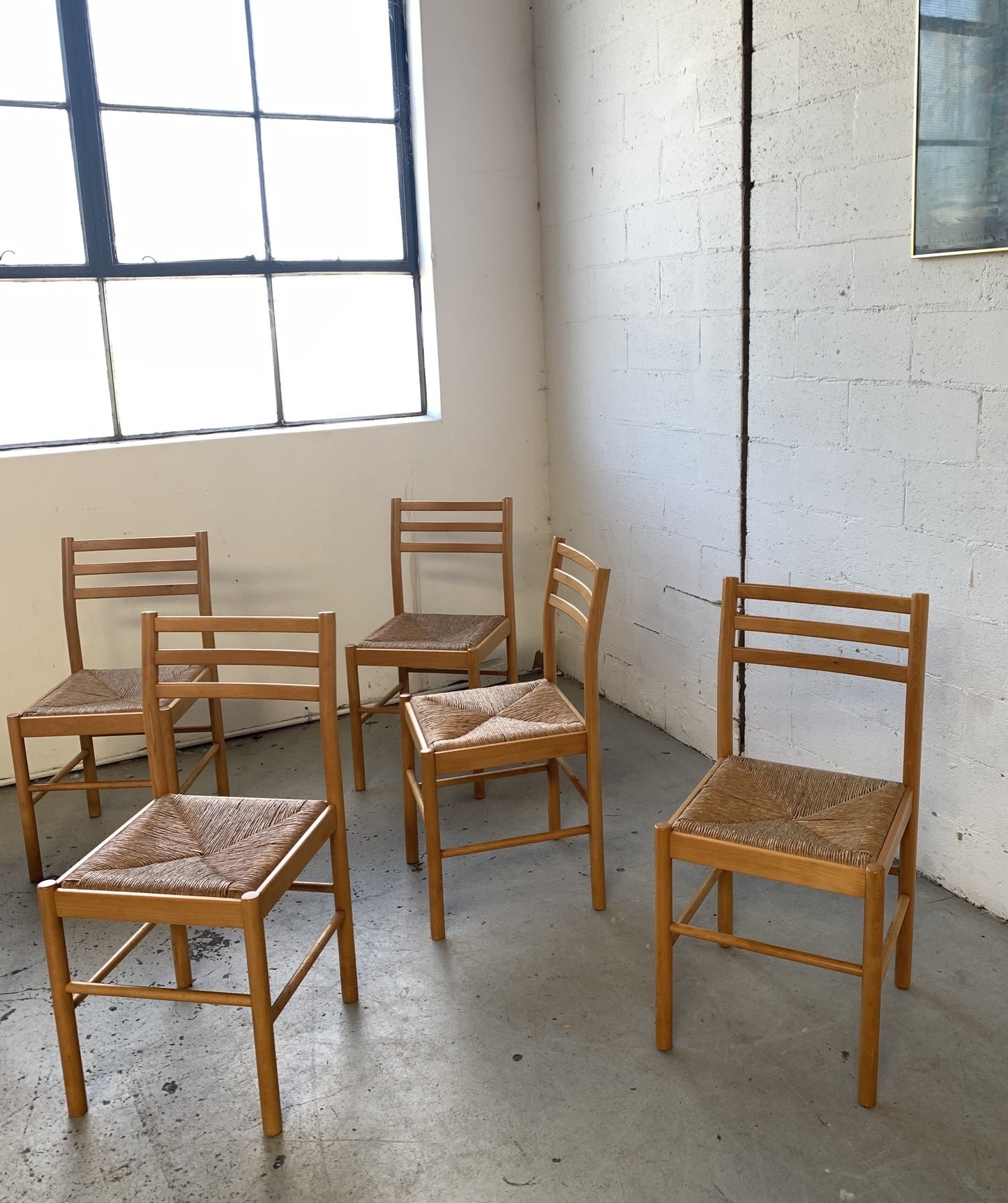 Set of Six Rush Dining Chairs
