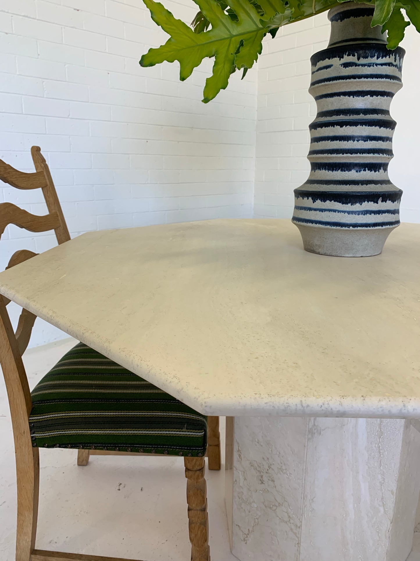 Vintage Honed Travertine Dining Table