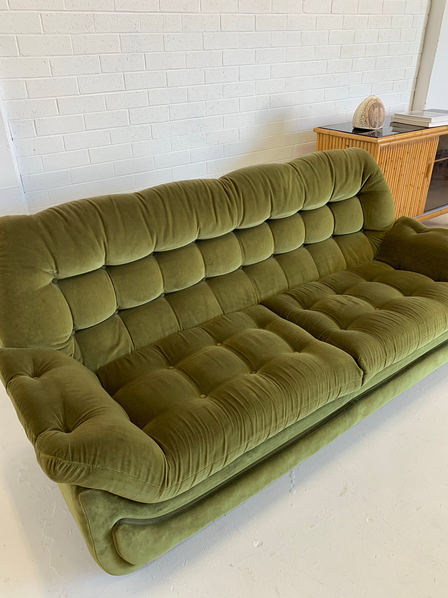 Vintage Green Velvet Sofa