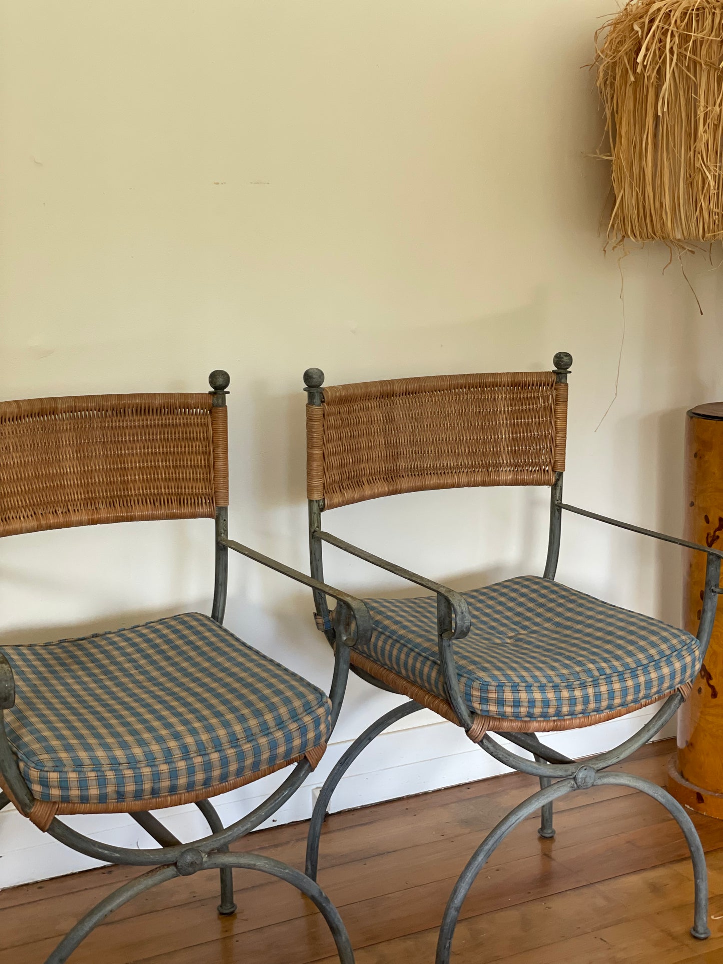 Vintage Iron And Cane Dining Chairs - Six Available