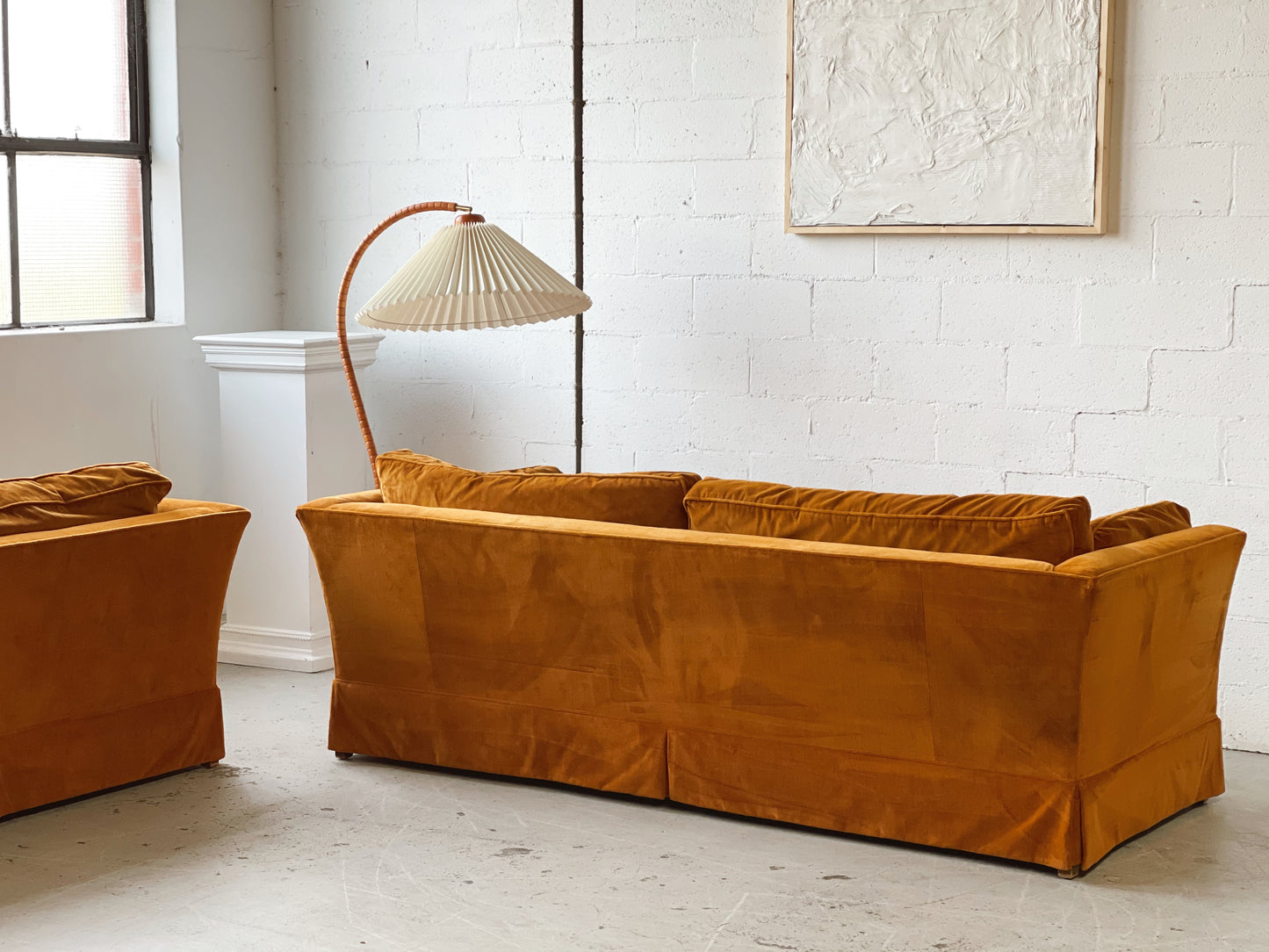 Large Burnt Orange Velvet Lounge