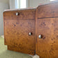 - Set of Two Burl Bedside Tables With Norwegian Rose Marble Tops
