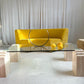Vintage Glass & Travertine Coffee Table