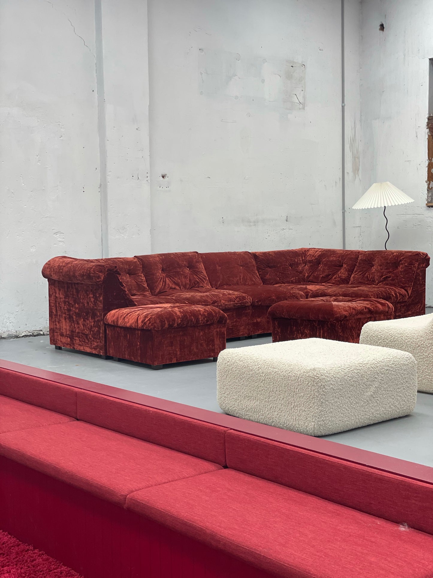 Vintage Velvet Modular Sofa - Seven Piece Set