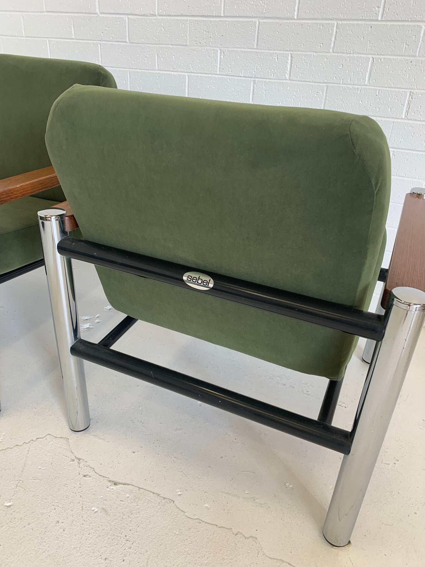 Vintage Teak and Chrome Sebel Armchairs
