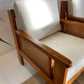 Pine and Rattan Boucle Armchair - Two Available