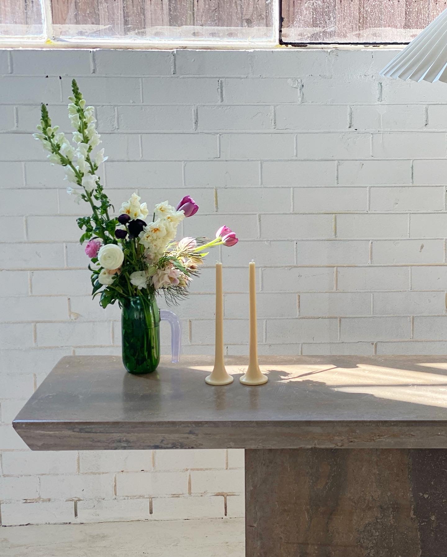 Brutalist Travertine Hall table
