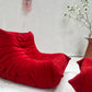 Vintage Ligne Roset Togo Fireside & Ottoman Set - Red Suede
