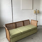 Refurbished Velvet & Rattan Sofa, Circa 1960-70
