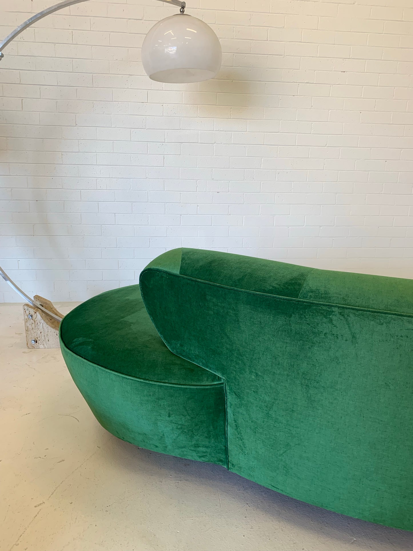 Stunning Green Curved Velvet Sofa