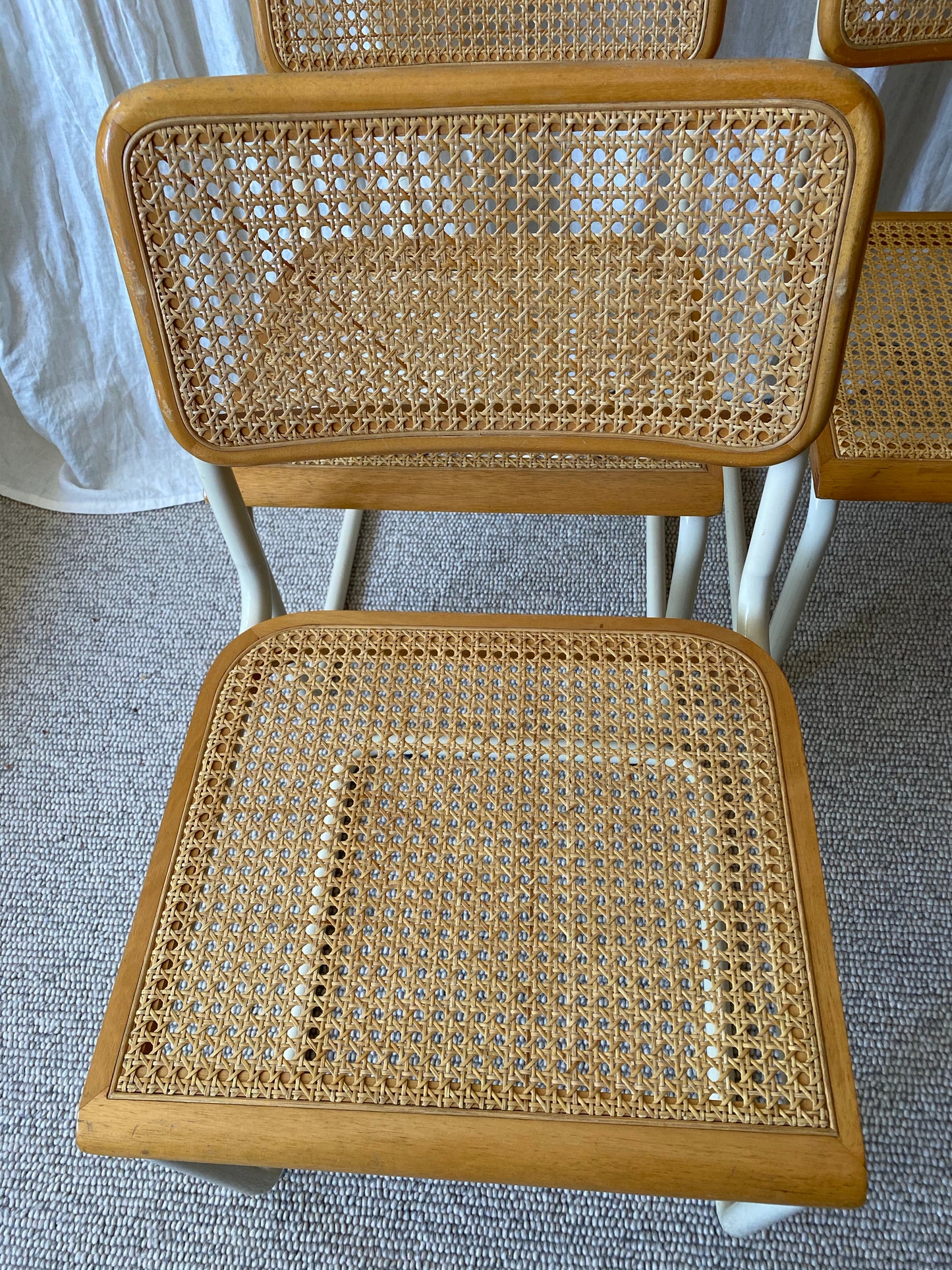 Set of 6 Cesca style rattan dining chairs