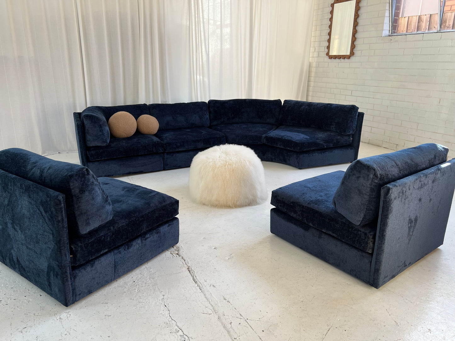 - Bespoke Curved Midnight Chenille Modular Sofa