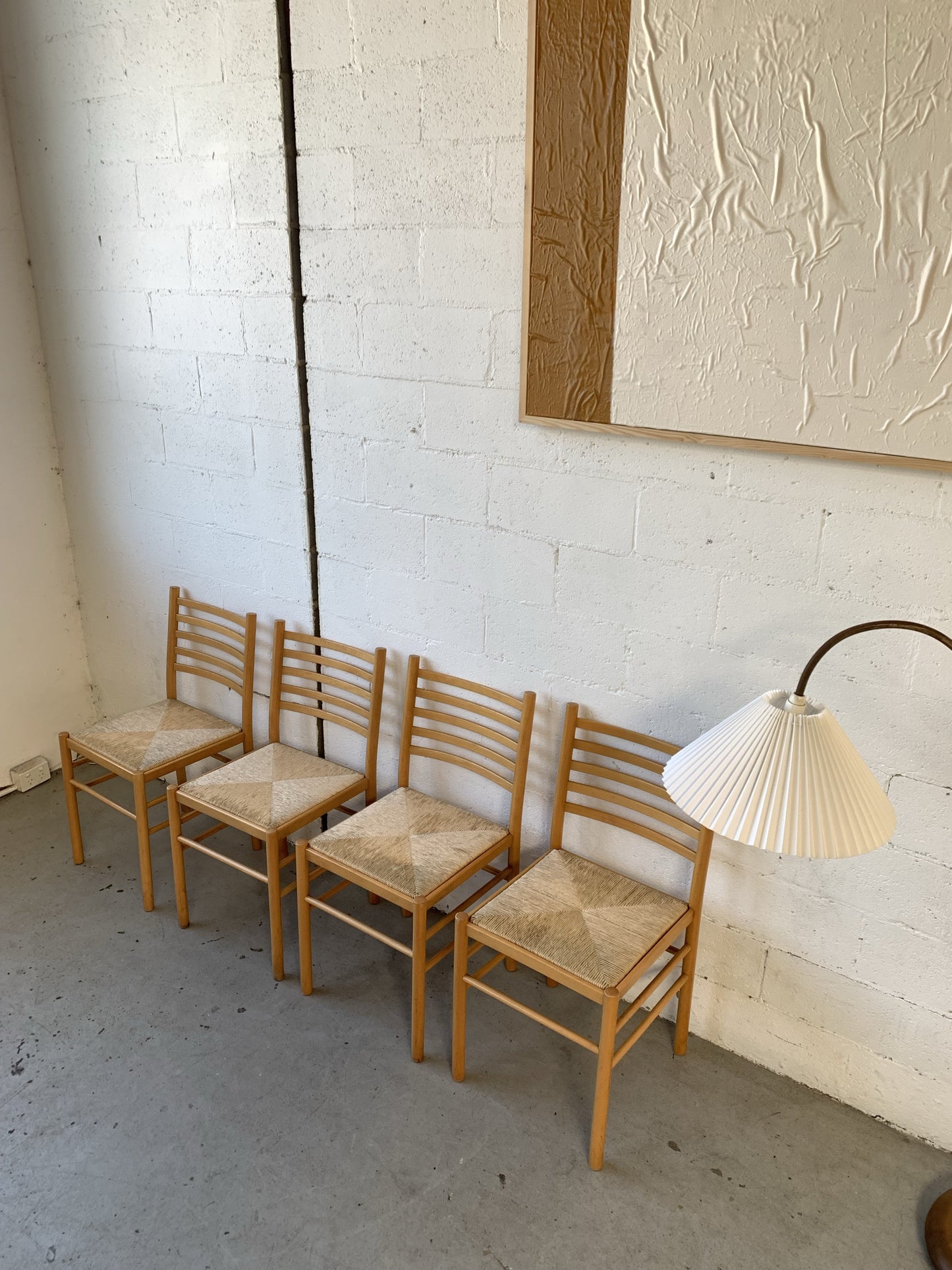 Set of Four Rush Dining Chairs