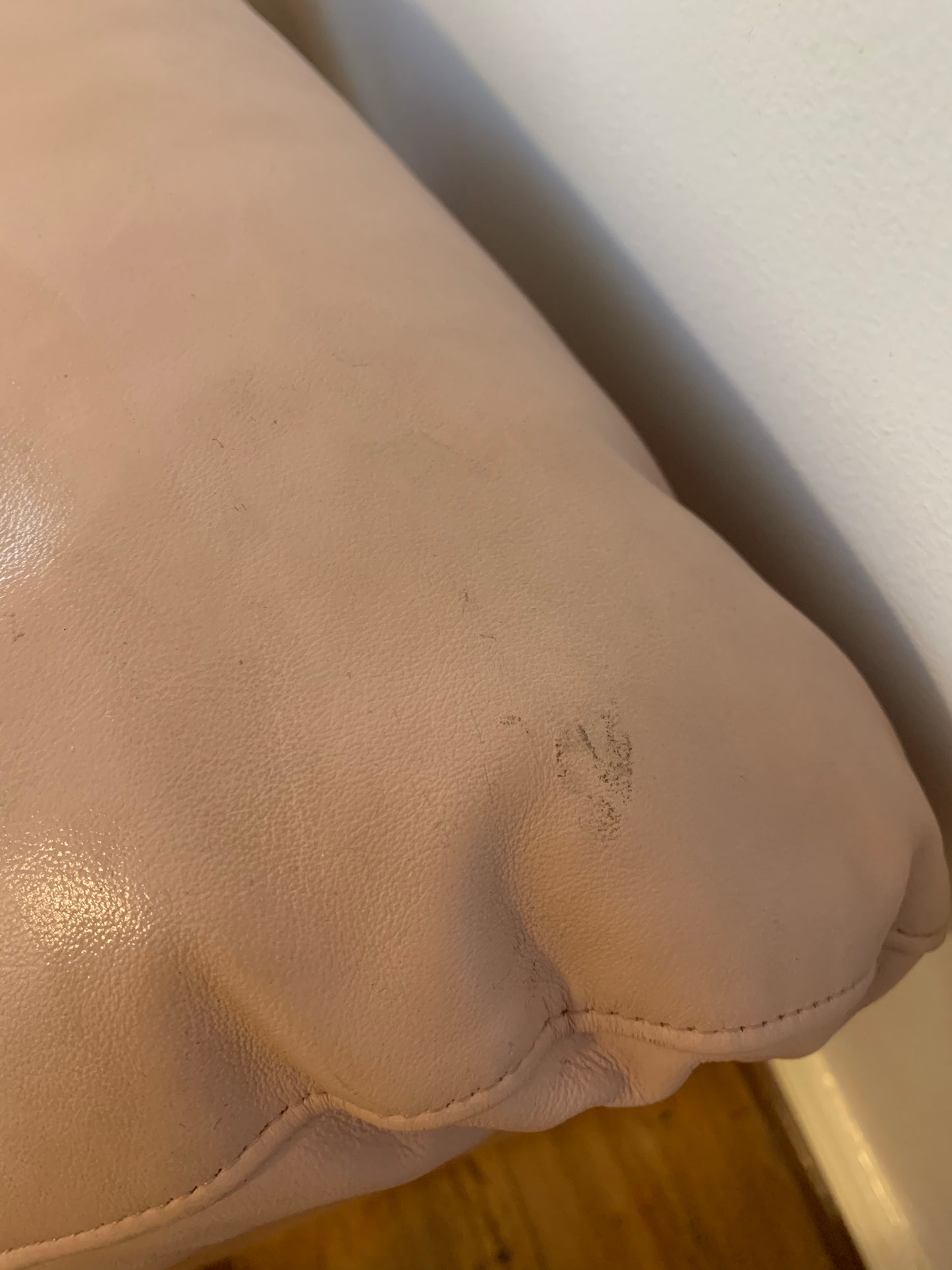 Vintage Modular Curved Blush Pink Leather Sofa