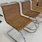 Vintage Cantilever Wicker and Chrome Dining Chairs