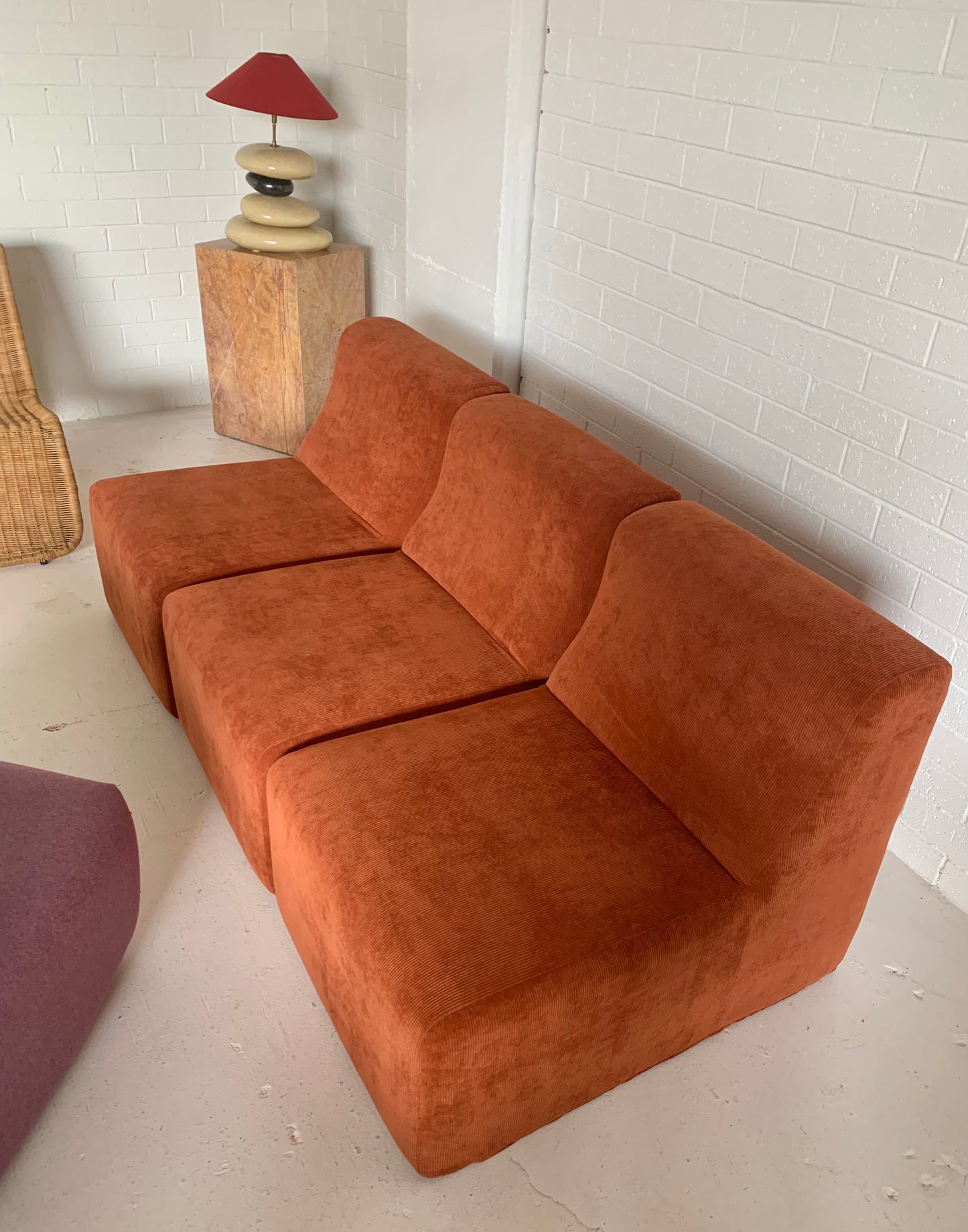 Vintage Modular Cord Sofa, Newly Upholstered