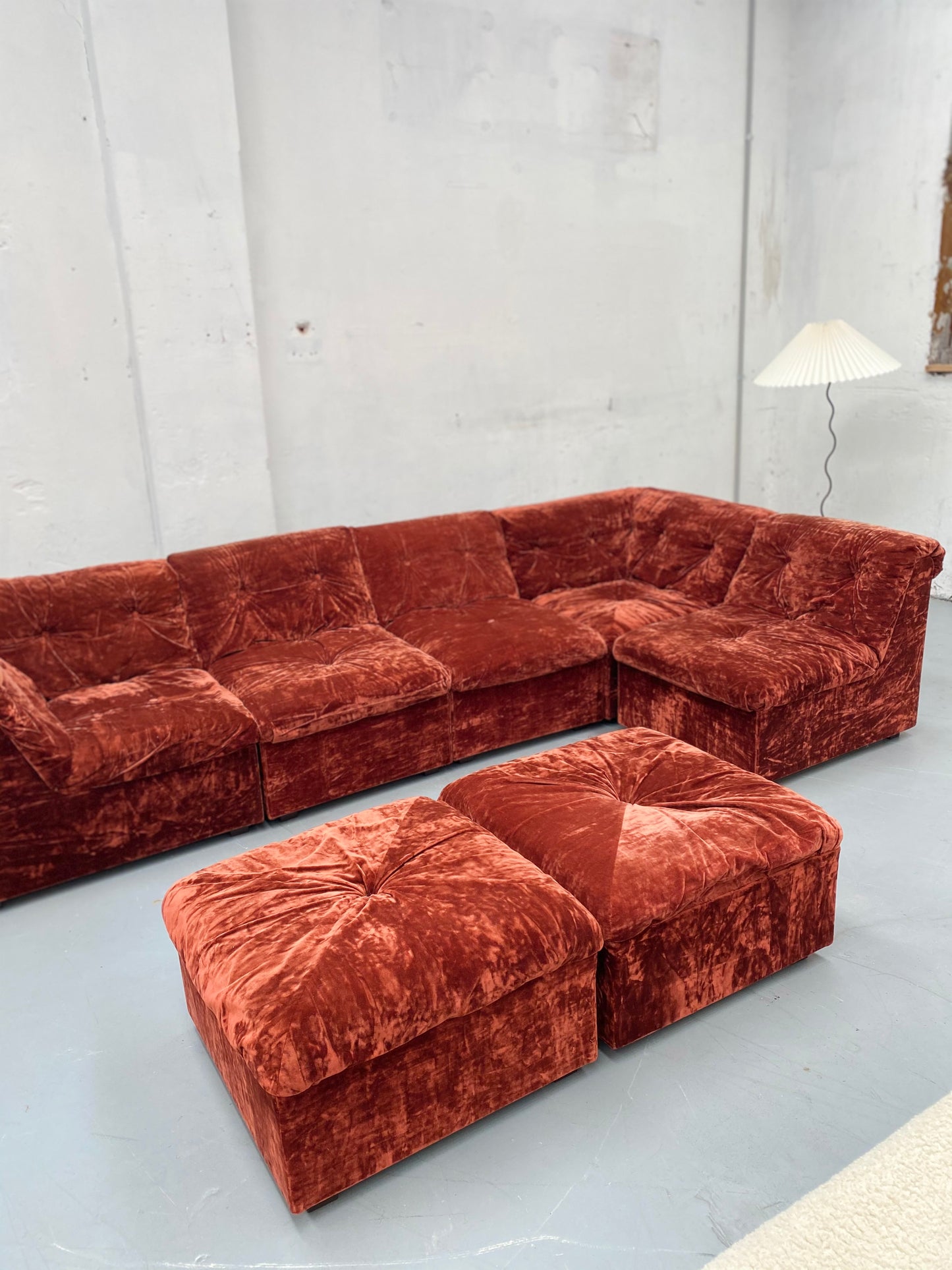 Vintage Velvet Modular Sofa - Seven Piece Set
