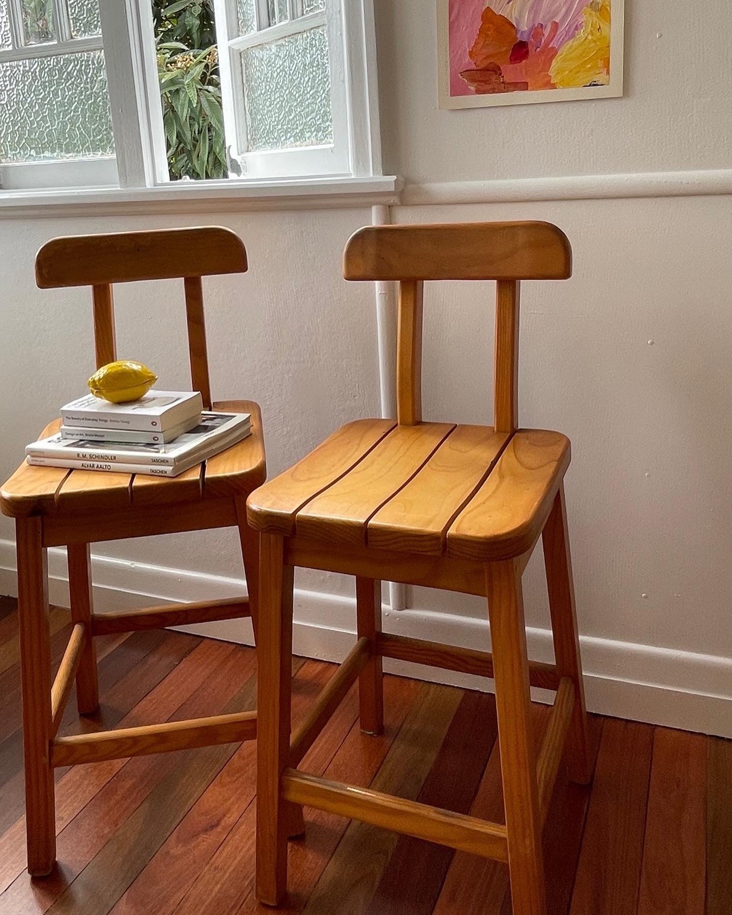 Set of Two Vintage Timber Stools