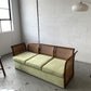 Refurbished Velvet & Rattan Sofa, Circa 1960-70