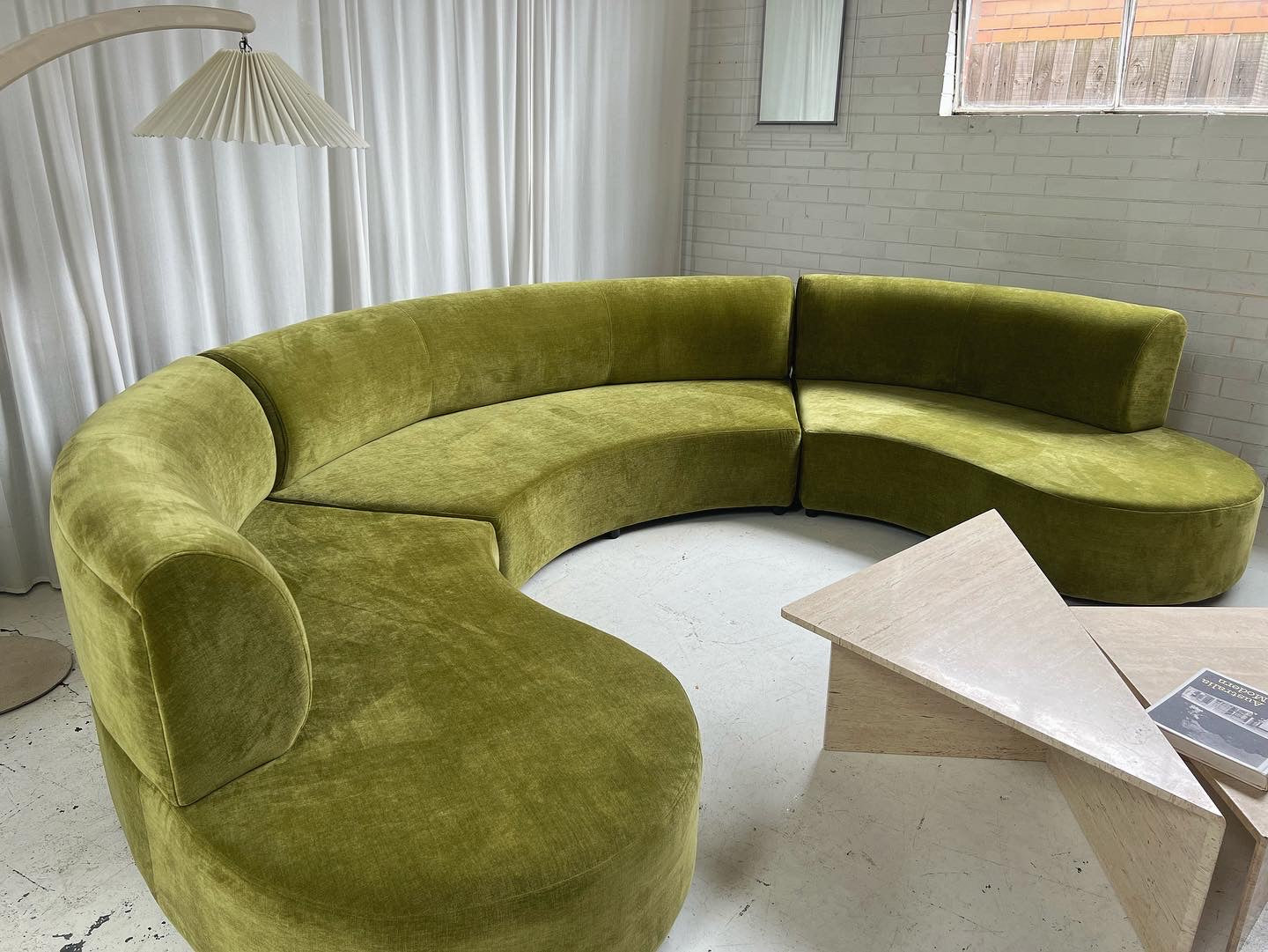 - Bespoke Olive Velvet Curved Modular Sofa