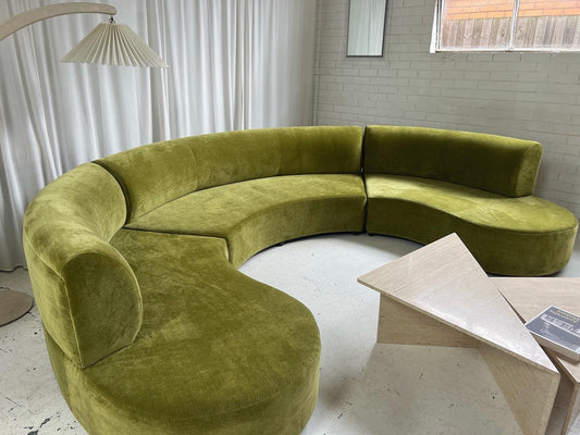 - Bespoke Olive Velvet Curved Modular Sofa