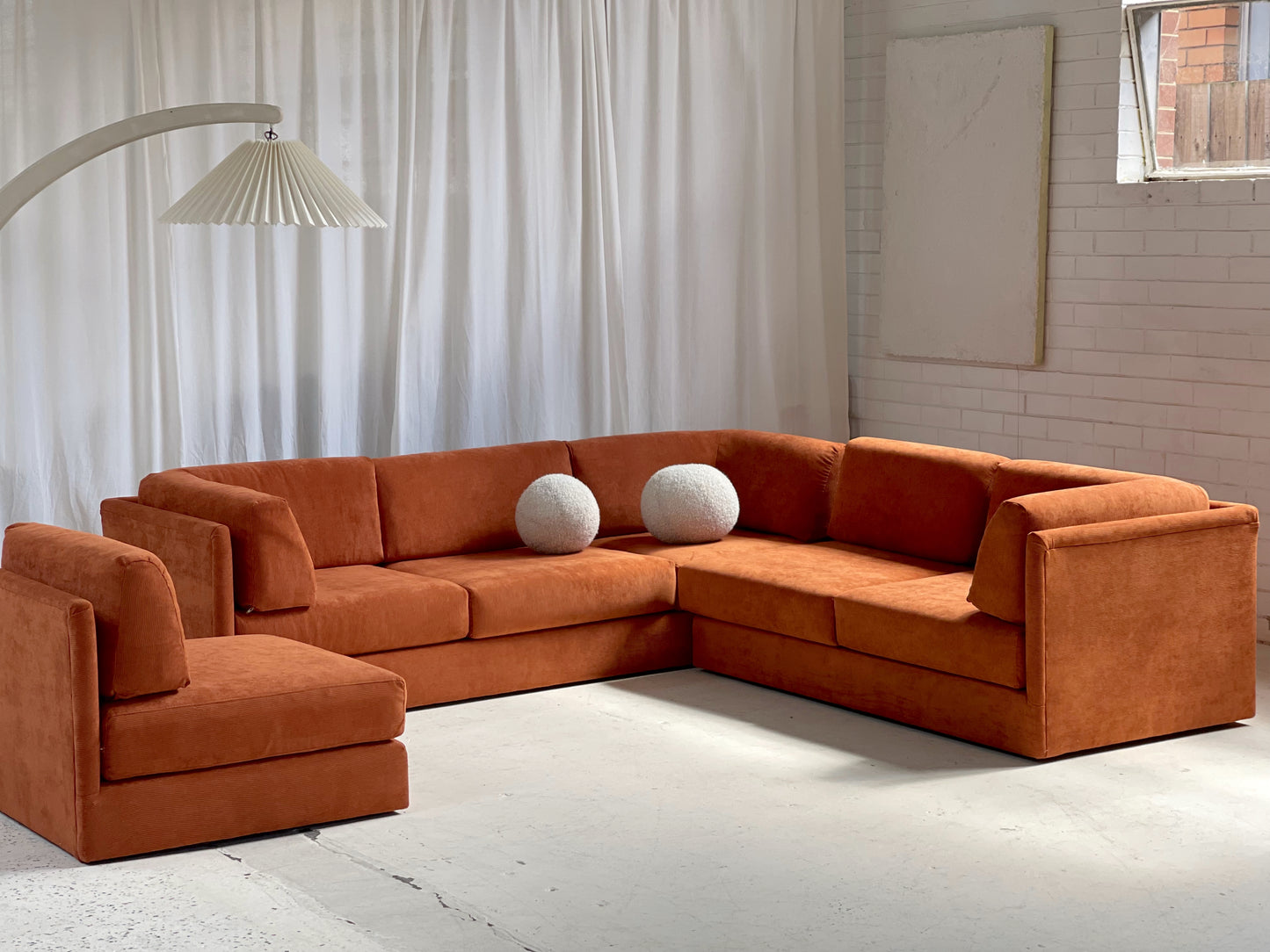 Rust Corduroy Vintage Modular Sofa