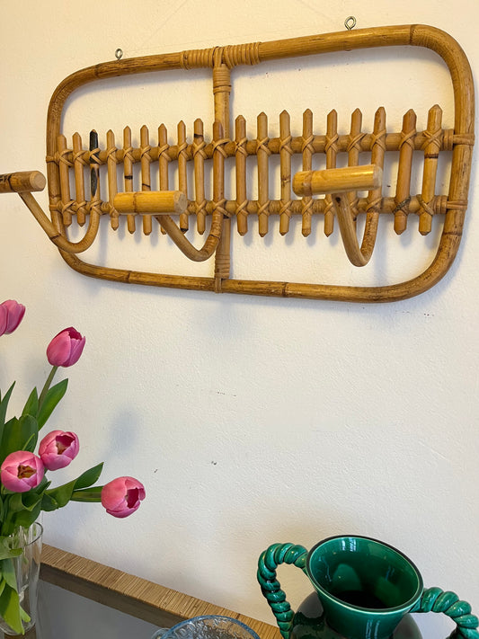 Vintage Italian Bamboo Wall Rack