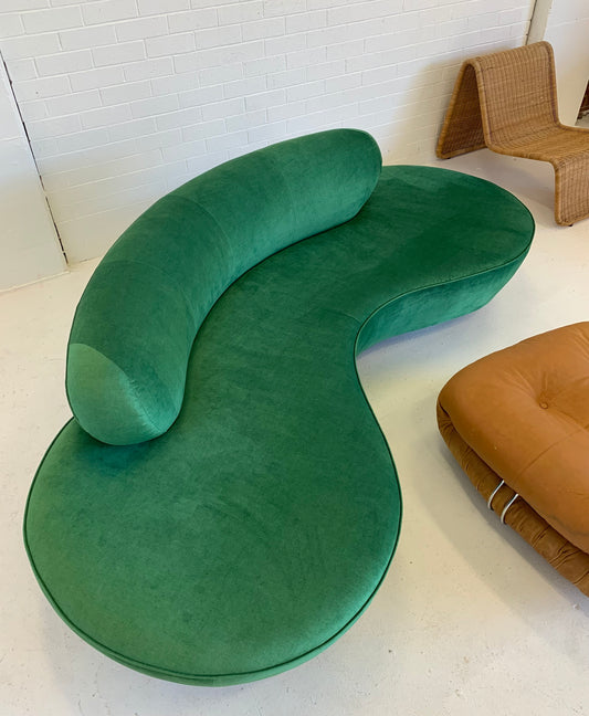Stunning Green Curved Velvet Sofa