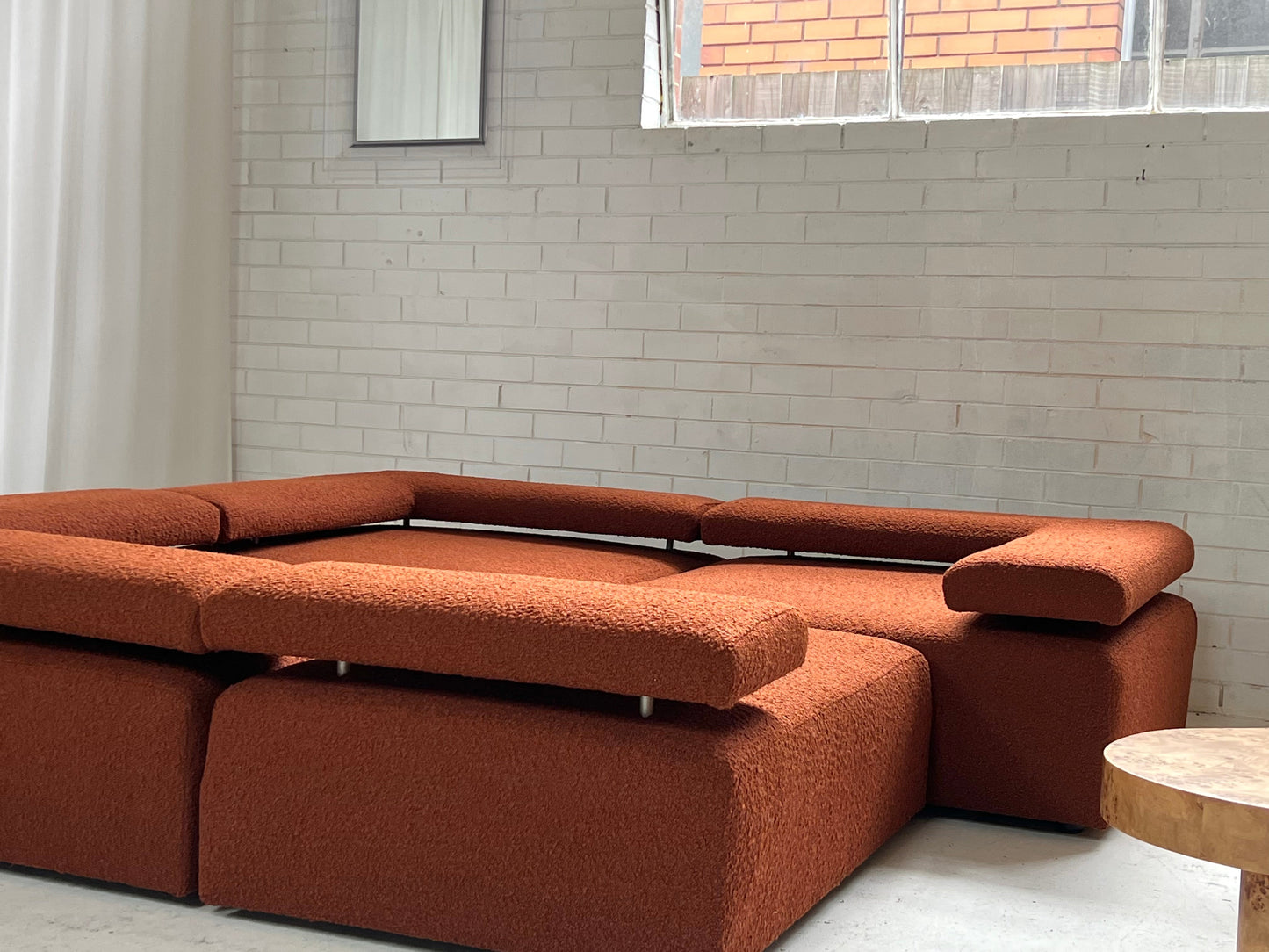Large Bespoke Rust Boucle Modular Sofa