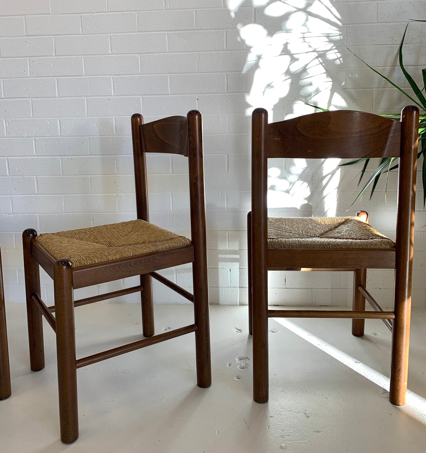 Vintage Timber Rush Dining Chairs - Eight Available