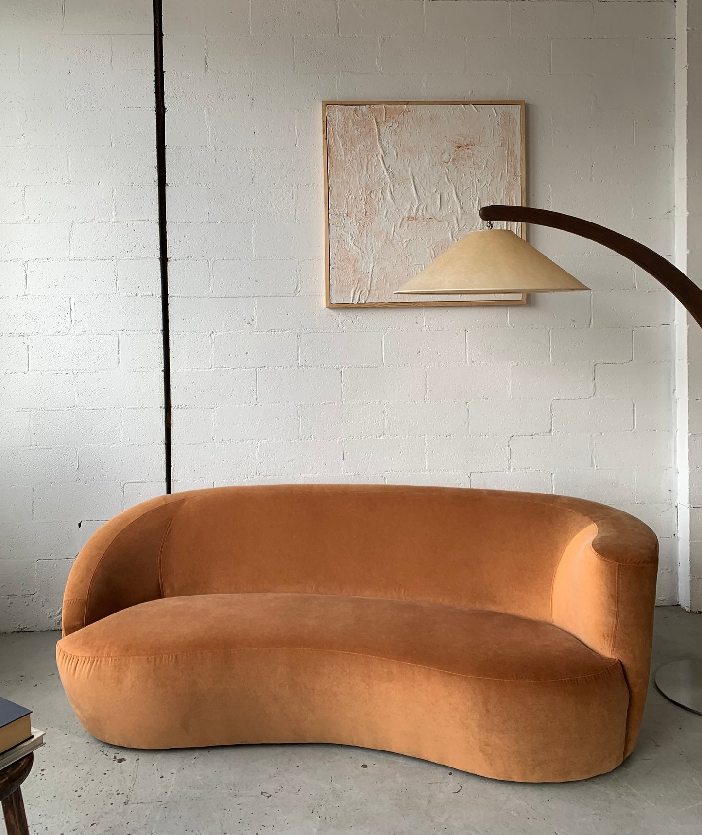 Bespoke Curved Sofa in Ginger Velvet