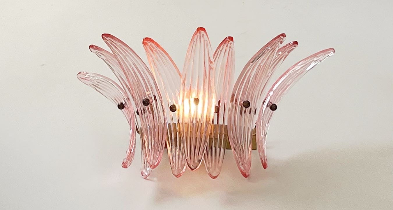 - Pink Murano Palmette Sconce, Italy - Two Available
