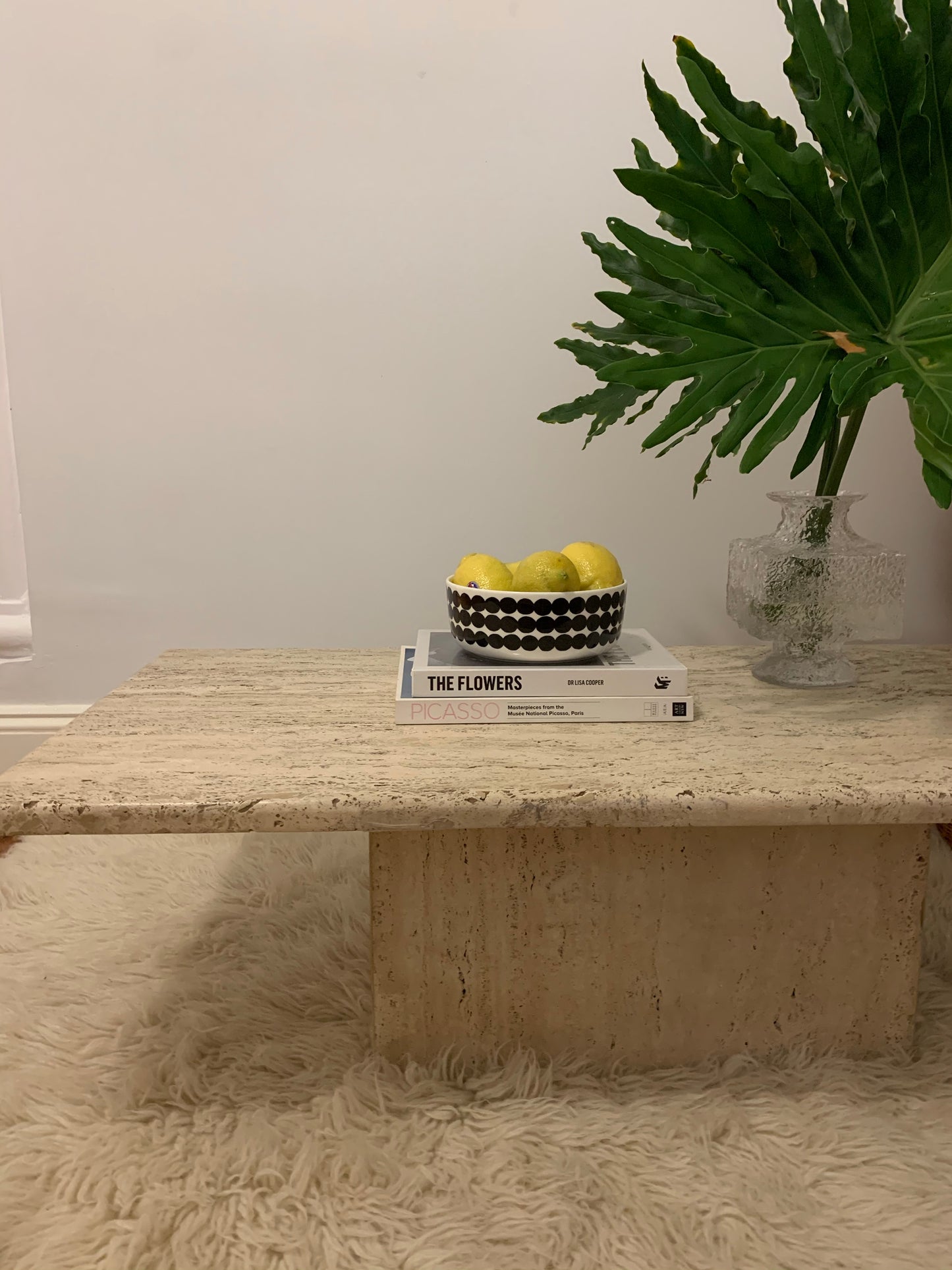 Large Vintage Unfilled Travertine Coffee Table