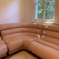 Vintage Modular Curved Blush Pink Leather Sofa