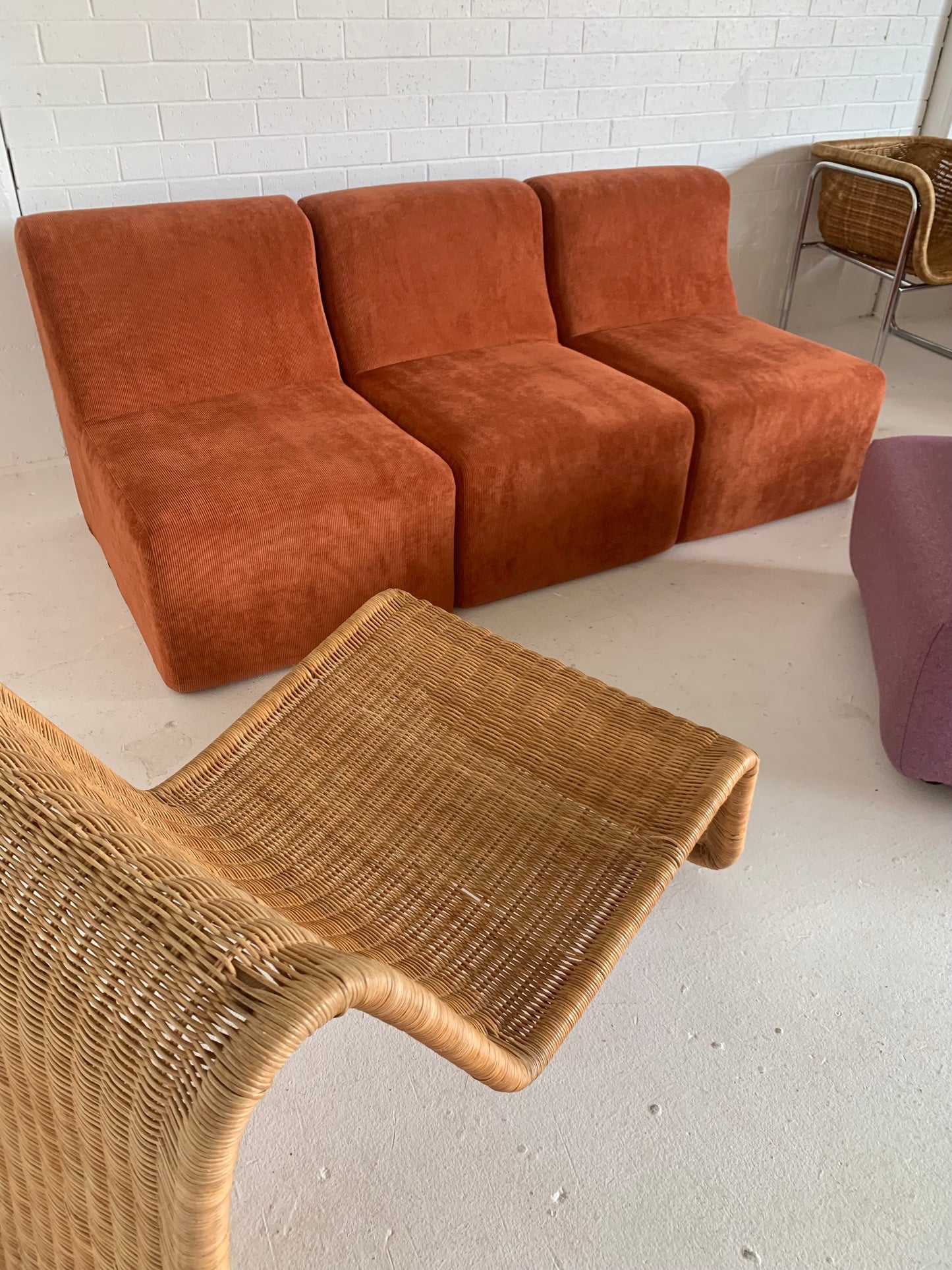 Vintage Modular Cord Sofa, Newly Upholstered
