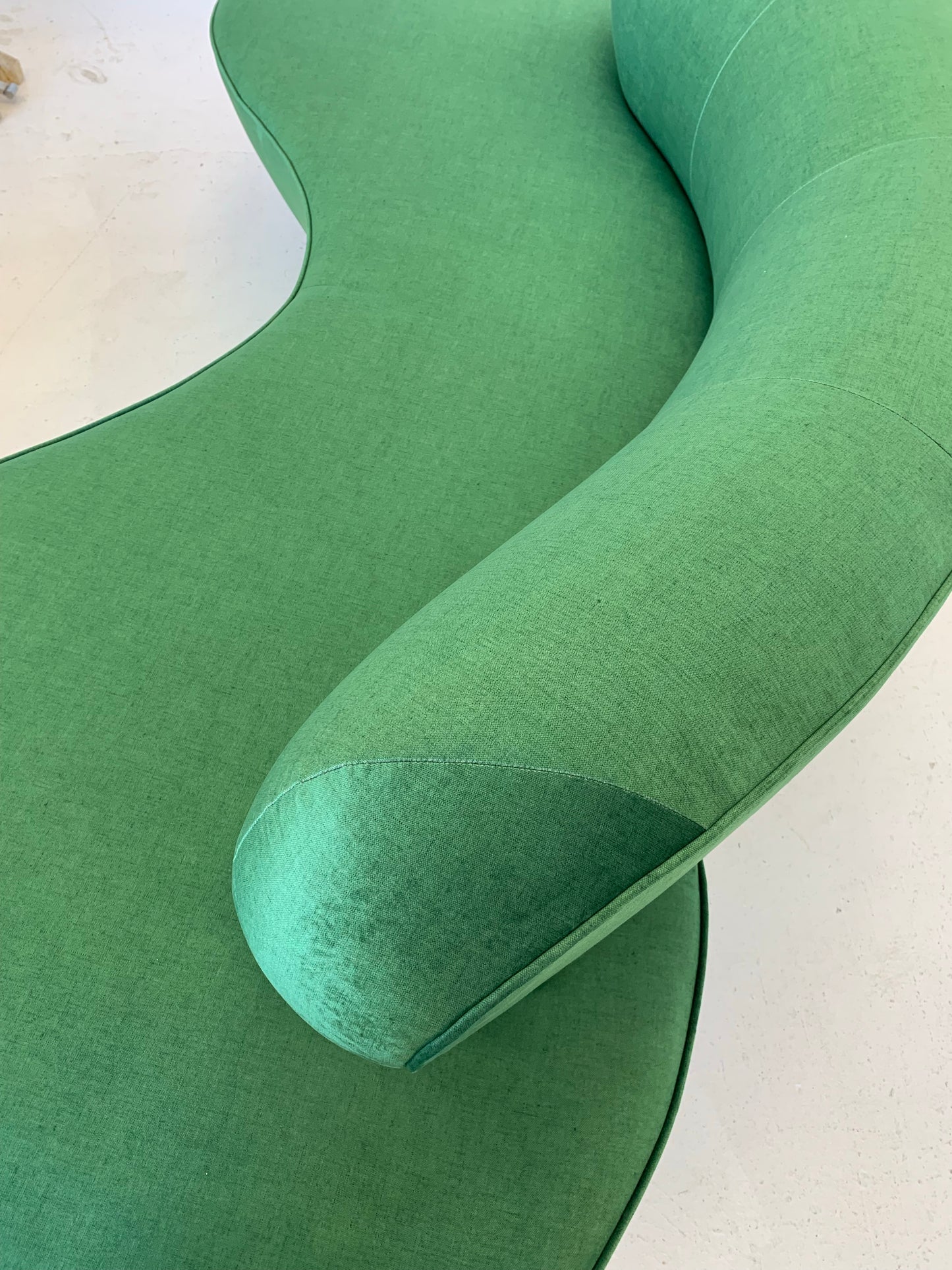 Stunning Green Curved Velvet Sofa