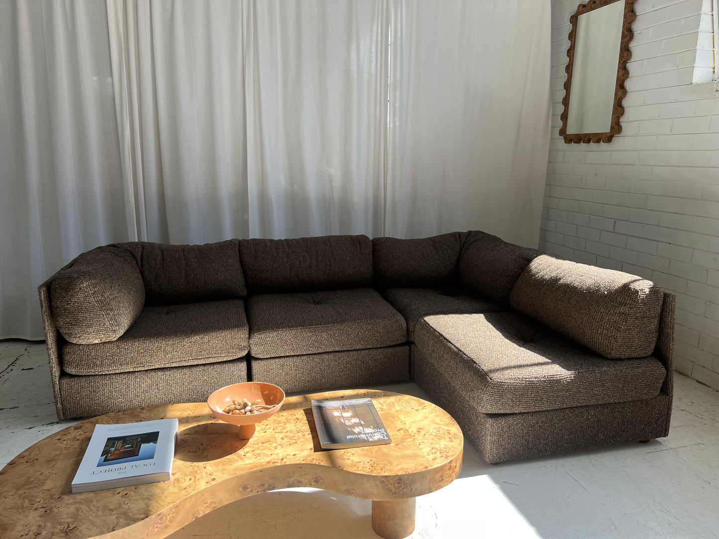 - Vintage Brown Tweed Playpen Modular Sofa