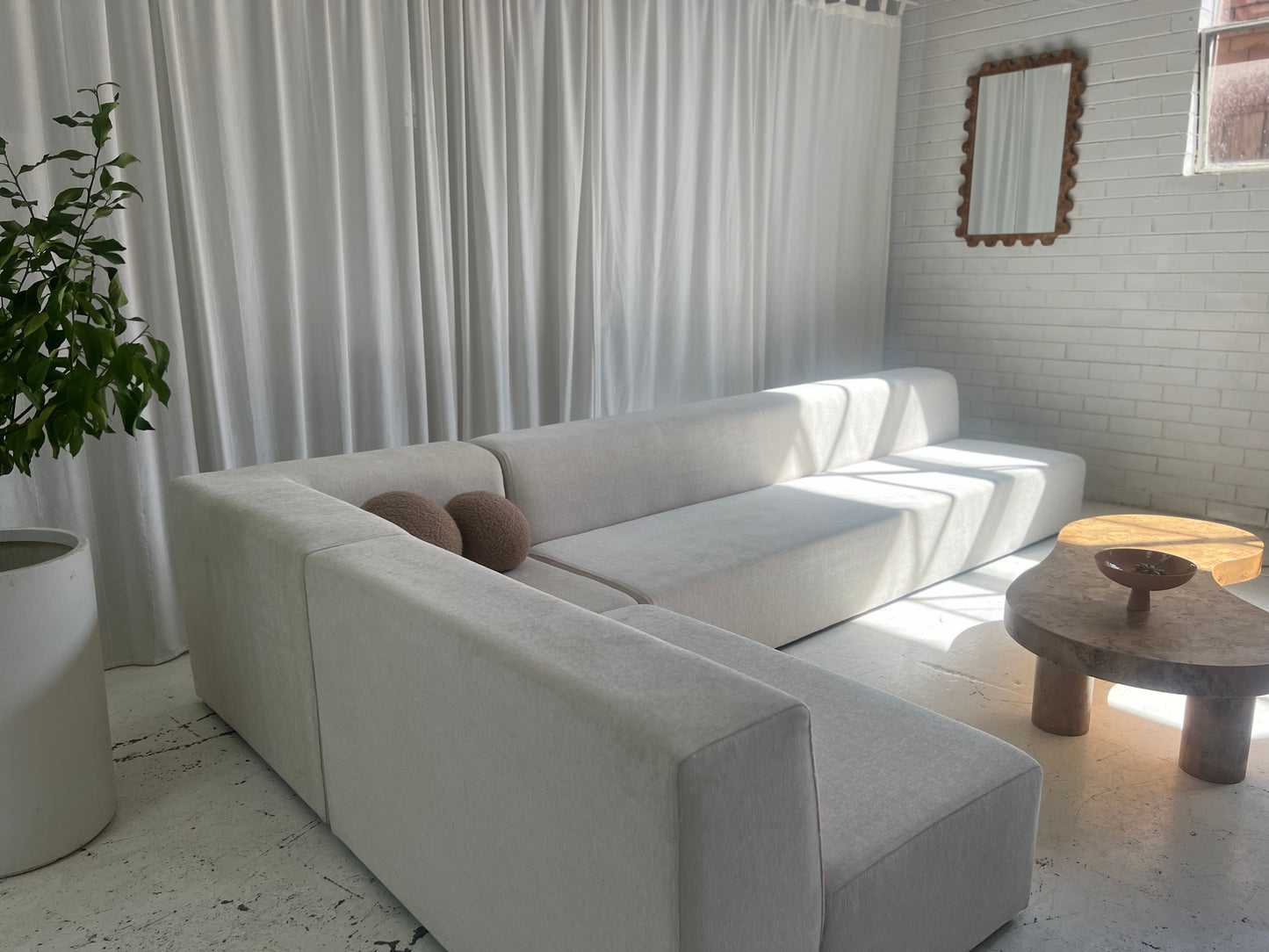 - Bespoke Large White Ivory Modular Sofa Set