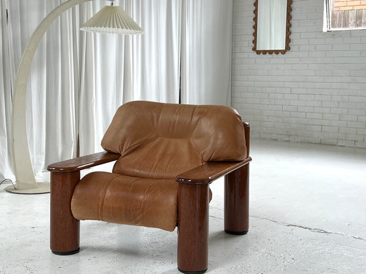 - Pacific Green Tan Leather Armchair