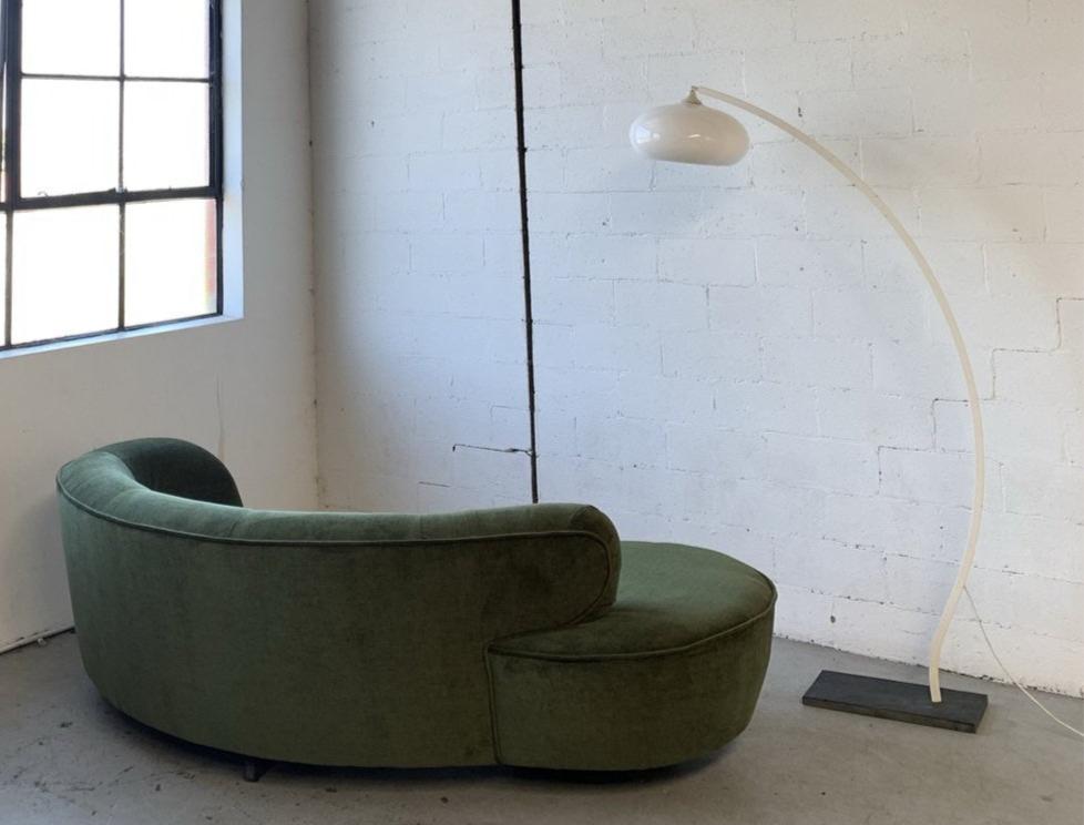 Curved Velvet Sofa in Deep Botanical Green