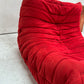 Vintage Ligne Roset Togo Fireside & Ottoman Set - Red Suede