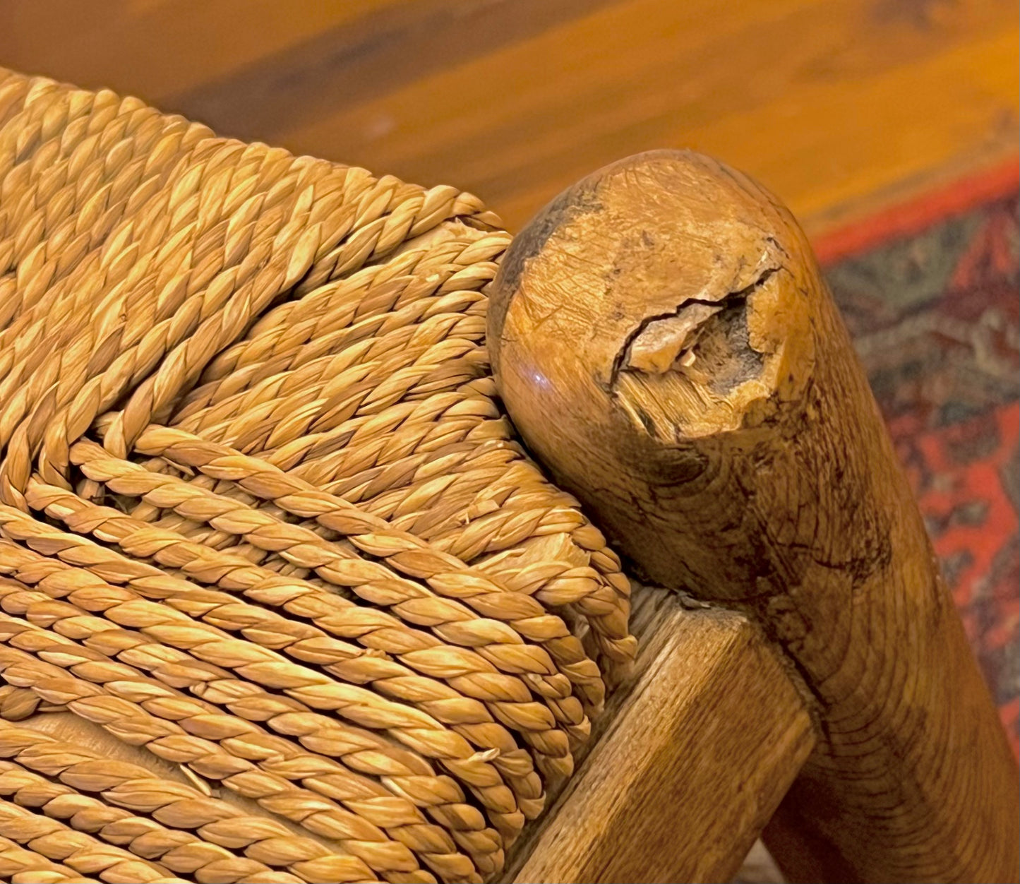 - Set of Eight Oak & Cord Dining Chairs